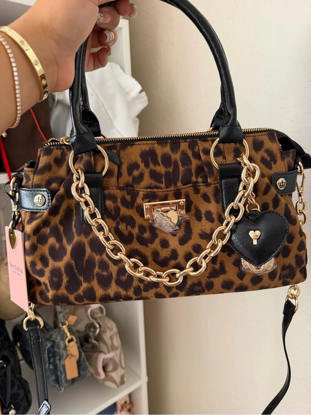 Juicy couture Leopard cheetah print Satchel Handbag w
